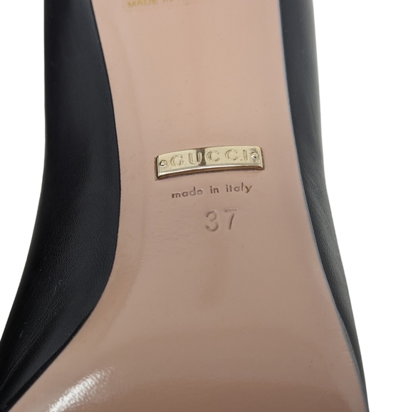 NIB Gucci Black Leather Horsebit Hollywood Peep Toe Heels Pumps Size EU … - Picture 8 of 11
